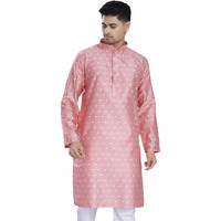 Divisive Men's Self Woven Jequard Art Silk Slim Fit Only Kurta (Dkrt1306_S_Pink)