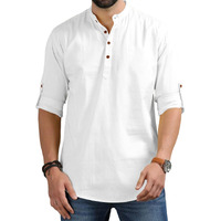 Royalscout Men's Cotton Polyester Blend Solid Regular Fit Full Sleeve Short Kurta (In, Alpha, S, White)