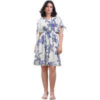Purvaja Womens Fit & Flared Mini Blue Dress (Floe-165-L)