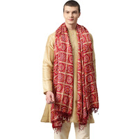 Weavers Villa Cotton Woven Printed Maroon Dupatta Stole For Men (2.20 Mtrs)
