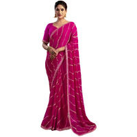 Satrani Women's Georgette Saree With Unstitched Blouse Piece (4321S289N_Magenta)