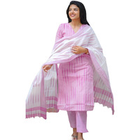 Anni Designer Women's Rayon Viscose Printed Straight Kurta With Pant & Dupatta (Aric Pink_L_Pink_Large)