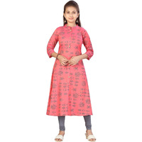 Aarika Girl's Cotton Regular Tunic Shirt (Kurti-K-119_Gajri_38)