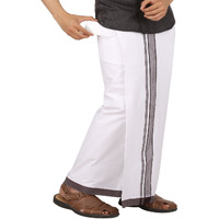 Prakasam Cotton Men's Cotton Dhoti_Moon Vel-Pkt-Darkbrown_Dark Brown_46