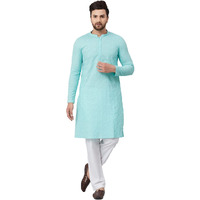 See Designs Lime Green Green Chikankari Embroidered Woven Design Straight Kurta With Pyjama_Sdkt92001M
