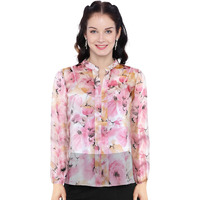 Toochki Women's Pink Georgette Floral Straight Western Top | Winter Top | Western Top | Top For Women | Latest Women Top | Trendy Women Top