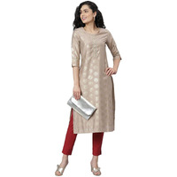 Stylum Women's Rayon Straight Kurta (Torubeige50_Beige, 5Xl)