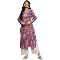 Varanga Women Magenta Floral Printed Straight Kurta For Elegant, Comfortable & Chic Design (Extra Large)