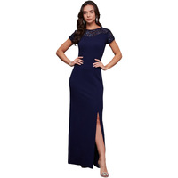 Miss Chase Women's Round Neck Cap Sleeves Sequin Paneled Maxi Dress (Mcss20D04-41-71-03, Navy Blue, S)