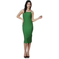 Popwings Casual Solid Knee Length Bodycon Dress For Women | Strap Boat Neck Bodycon Dress For Women | Summer Stylish Western Bodycon Dresses For Women Green