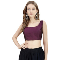Womanista Women's Tafeta Solid Sleeveless Regular Fit Sequinned Blouse (Bls_54_Magenta Xl)