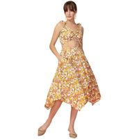 Oomph! Crepe Top And Skirt Set For Women, Yellow - Coord_Mt879Msk187