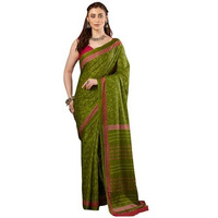 Satrani Women's Pure Cotton Printed Saree With Unstitched Blouse Piece (4399S435N_Green2)