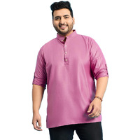 Bigbanana Plus Size Men's Regular Fit Solid Short Kurta (Pollan-Pink,Pink,3Xl)