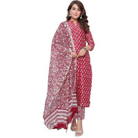 Leriya Fashion Floral Dresses For Women & Kurta Set With Dupatta For Women, Straight Kurties (X-Large, Red)