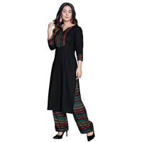 Sanisa Women's Rayon Printed Kurta (316Kn712-Xl,Black)