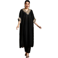 Varanga Women-Zari Embroidered Lace Neck Flared Kaftan With Trouser