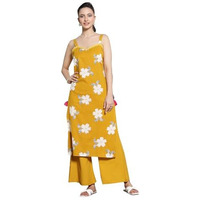 Stylum Women's Floral Printed Cotton Straight Kurta Palazzo Set (Kpmustardcoll42_Mustard, Xl)