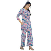 Pinkmint Women's Pure Cotton Co Ord Set L Flower Printed Co Ord Set L Stylish Pocket & 3/4 Sleeve Women Co-Ord Set