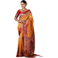 Satrani Women's Silk Weaving Kanjivaram Saree With Unstitched Blouse Piece (4352S3115N_Turmeric Yellow)