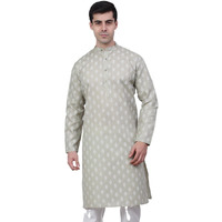 Jompers Men's Cotton Floral Printed Kurtas (Grey, S)