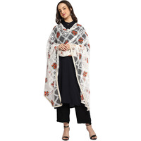 Weavers Villa Women's Net Floral Embroided Ethnic Dupatta, Chunni (White), 2.25 Mtrs