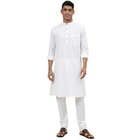 Fabindia Men's Cotton Solid Slim Kurta (1030820White_White