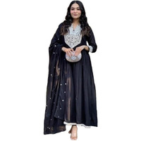 Nermosa Women Embroidery Kurta And Pant Set With Dupatta (In, Alpha, M, Black)