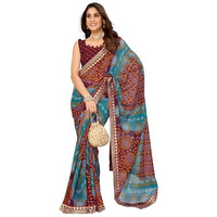 Yashika Women's Woven Latest Georgette Saree With Lace And Blouse Material (Az-Ys-P2-Aachal-Koram-Parent_Brown)