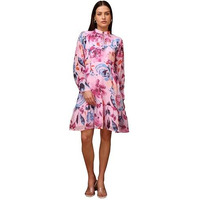 Purvaja Womens V-Neck Georgette Mini Dress (Floe-099-Multicolored_Small)