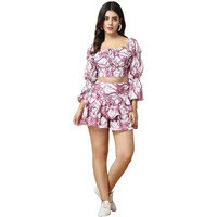 Oomph! Crepe Top And Skort Set For Women, Purple - Coord_Mt986Msk259