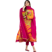 Anni Designer Women's Rayon Viscose Straight Printed Kurta With Pant & Dupatta (Rubicon Multi_L_Multicolor_Large)