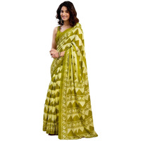 Satrani Women's Pure Cotton Printed Ready To Wear Saree With Pocket And Unstitched Blouse Piece (40Rs154_Green)