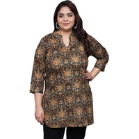Tissu Women's Plus Size Brown Ethnic Motifs Printed Pure Cotton Kurti (2264_Brown_3Xl)