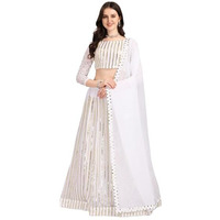 Fashion Basket Women's White Color Embroidery Sequence Work Lehenga Choli