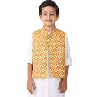 Fabindia Kids Printed Nehru Jacket Silk_3-4Y