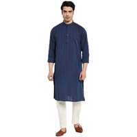 Fabindia Men's Cotton Relaxed Kurta (10707849_Blue_S)