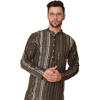 Jompers Men's Mehndi Mirror Work Kurta Only (Mehndi, S)