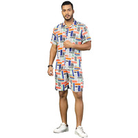 Rigo Printed Co-Ord Set For Men | Casual Shirt & Shorts Night Suit | Lounge-Wear Nightdress Pajama Set | Night, Beach, Vacation Outfit
