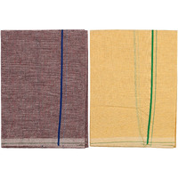 Prakasam Cotton Men's Single (1.27 X 1.95 Meter) Colour Dhoti (L.C) Pack Of 2 (Code-2/12)