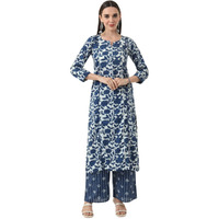 Tissu Women's Blue Printed Pure Cotton Kurta With Palazzo (Tis-718_Blue_S)