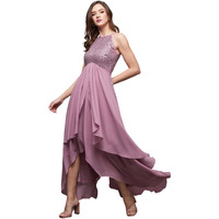 Miss Chase Women's Georgette Halter Neck Sleeveless Embellished Layered Maxi Dress (Mcss23D13-75-261-02, Dusty Lavender, Xs)