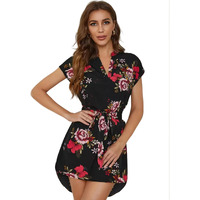 Kotty Women's A-Line Printed Dress(Multicolored,L)
