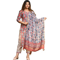 Leriya Fashion Cotton Kurta Set With Dupatta For Women (Xx-Large, Peach)