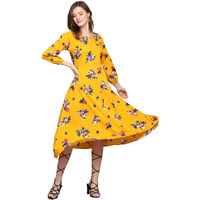 Lookmark Women's Crepe A-Line Maxi Dress (Ld101- Mustard_Xl)