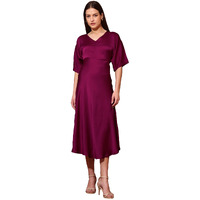 Purvaja Womens V-Neck Silk Maxi Dress (Floe-123-Purple_Xx-Large)