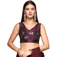 Oomph! Readymade Blouse For Women, Brocade, Sleeveless, V-Neck, Rbbl672