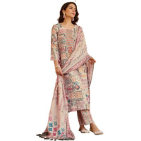 Fashion Basket Cotton Printed Kurta Set For Women Beige