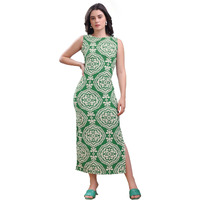 Purvaja Womens Bodycon Maxi Length Dress (Wini-190-Green_Large)