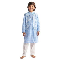 Pspeaches Boys Floral Printed Angrakha Kurta With Pyjamas (5-6Years)